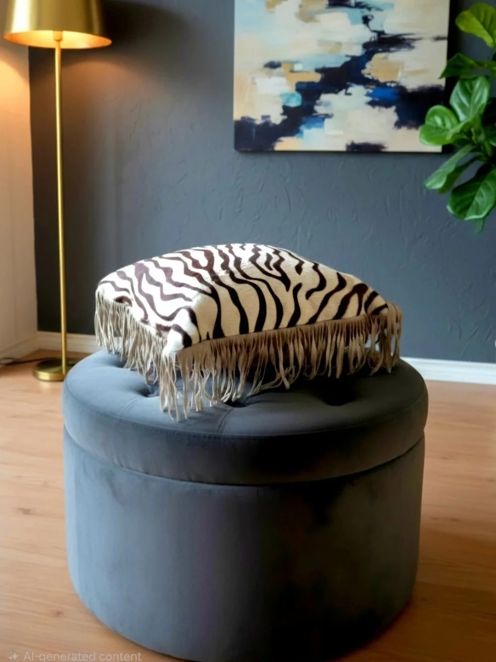2 Custom Made Decorative Cowhide Zebra Print Fringe Pillows 14